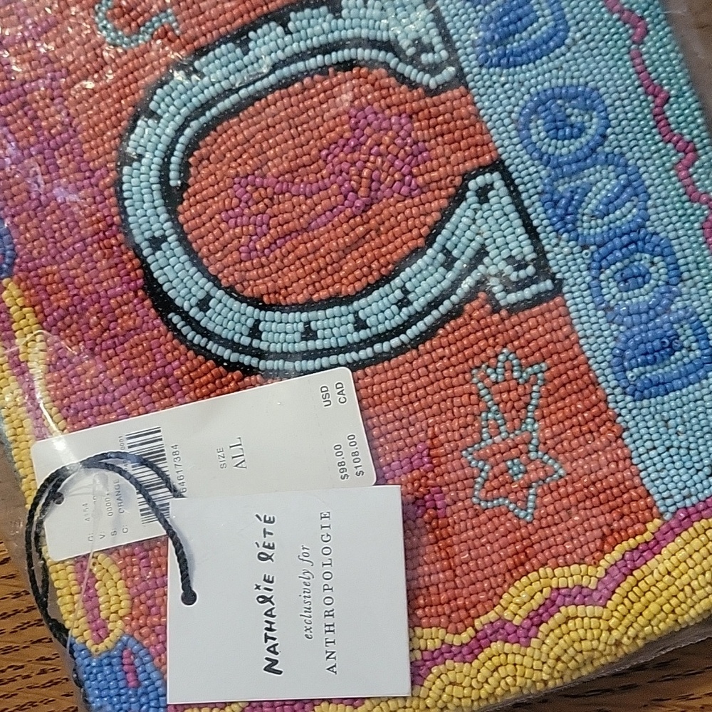 Anthropologie x Natalie Lete Beaded Lucky Charm "Long Life" Clutch - multi-color - Picture 8 of 10